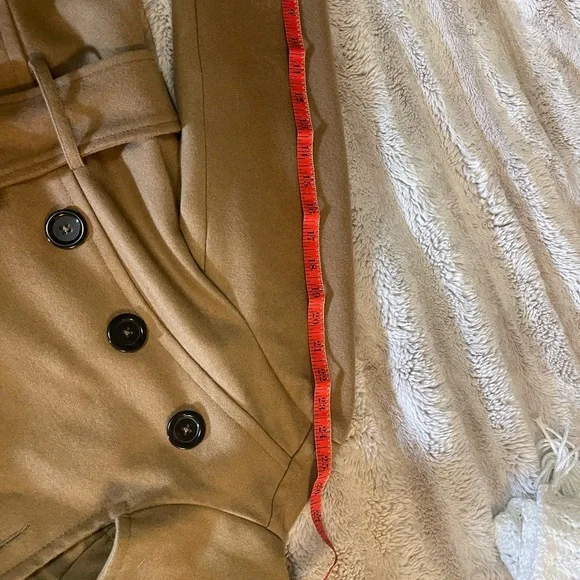 Wool Blend Tan Double-Breasted Coat - Picture 5 of 16